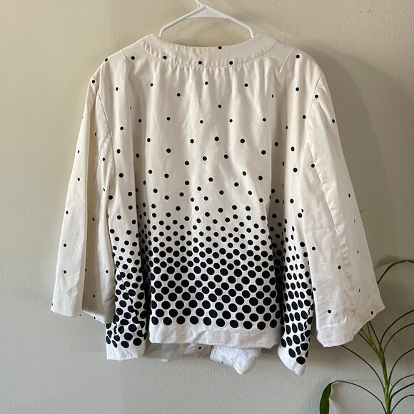 Dressbarn Ombre Polka Dot Cropped Jacket Women’s 2X White Black 3/4 Sleeves - Picture 2 of 9